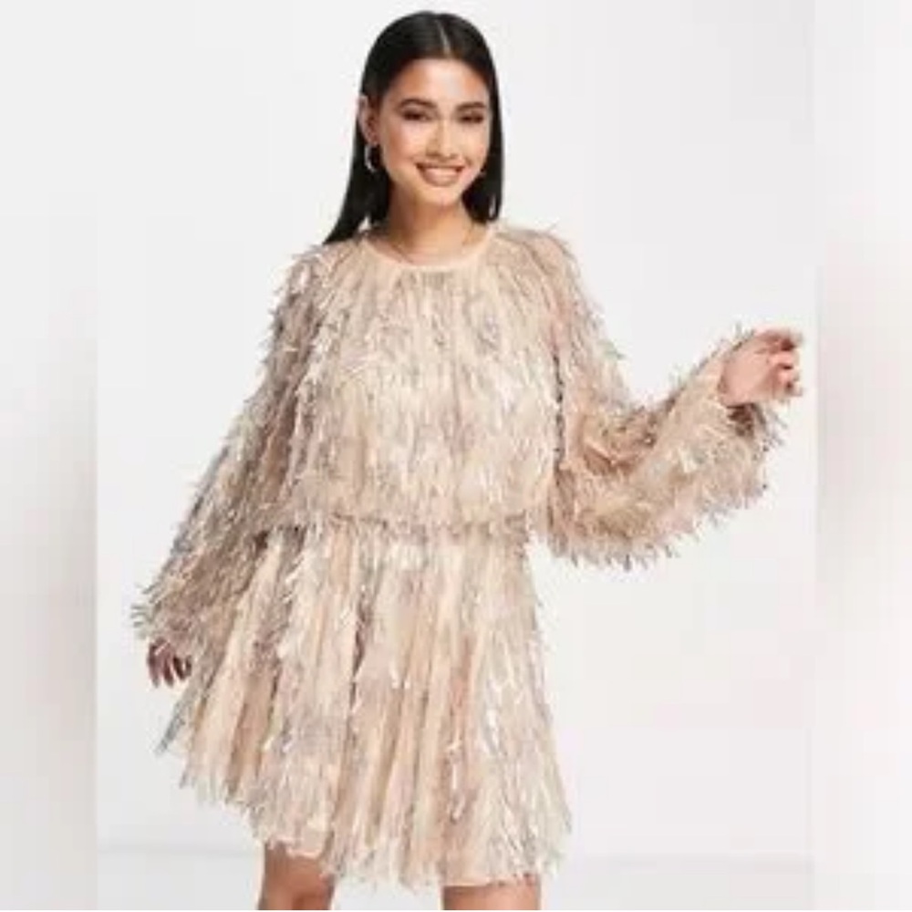 ASOS Cream Blouson Mini Dress